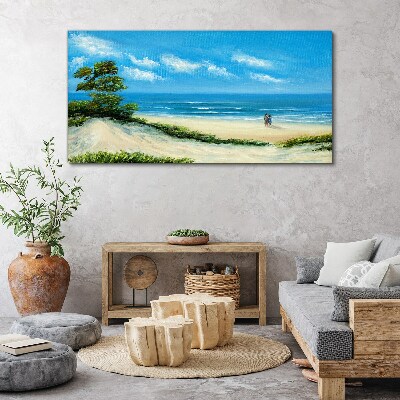 A romantic walk by the sea Canvas wall art