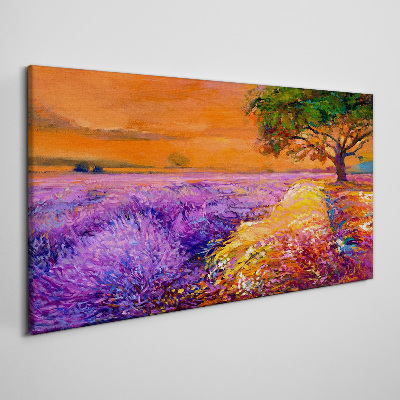 Lavender fields in sunset Print on canvas