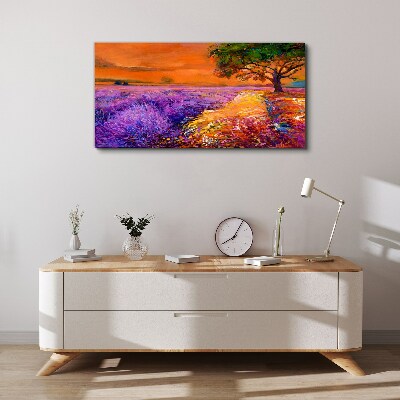 Lavender fields in sunset Print on canvas