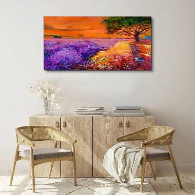 Lavender fields in sunset Print on canvas