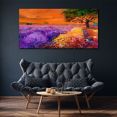 Lavender fields in sunset Print on canvas