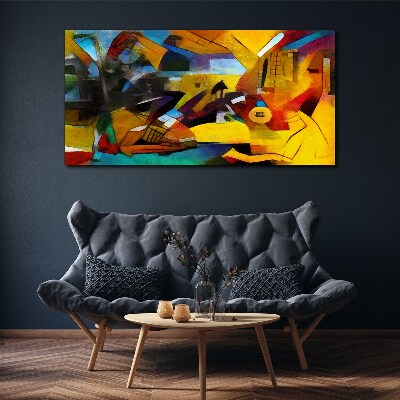 Abstract landscape in intense colors Print on canvas