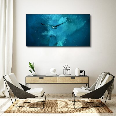 A bird in the blue space Canvas wall art