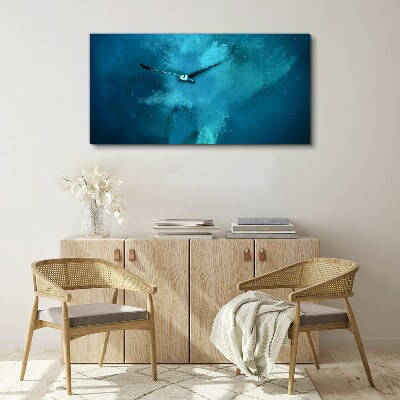 A bird in the blue space Canvas wall art