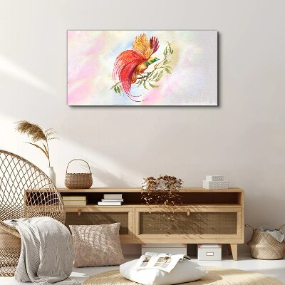 Colorful bird on a branch Canvas wall art