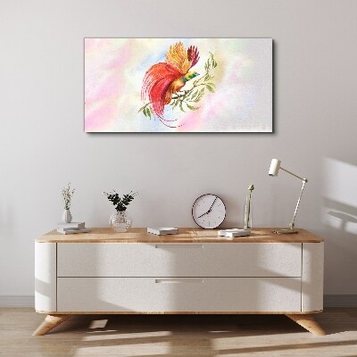 Colorful bird on a branch Canvas wall art