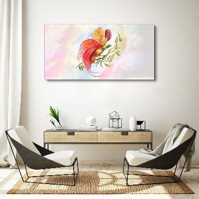 Colorful bird on a branch Canvas wall art