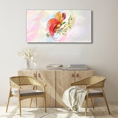 Colorful bird on a branch Canvas wall art