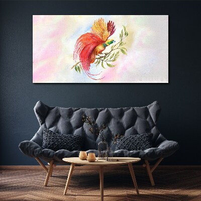Colorful bird on a branch Canvas wall art