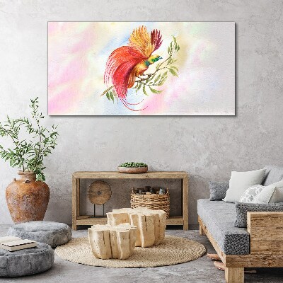 Colorful bird on a branch Canvas wall art
