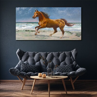 Beach coast waves of the sea horse Canvas Wall art