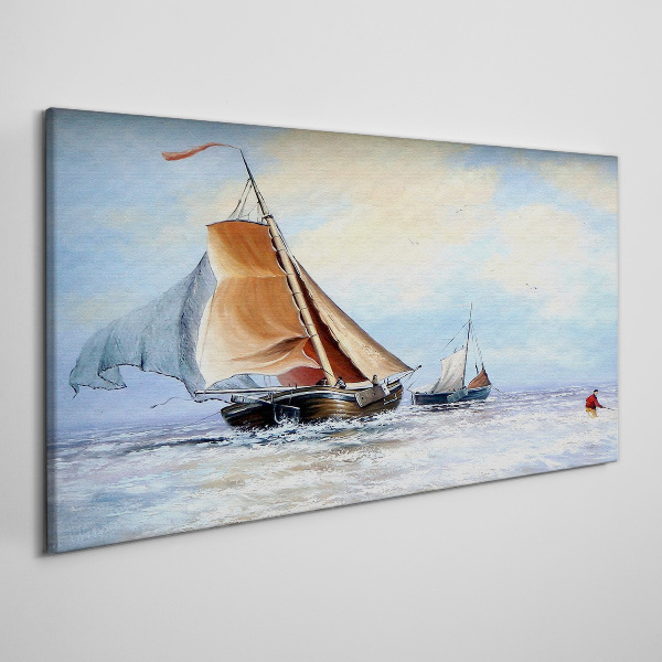 Sails on the waves Canvas wall art