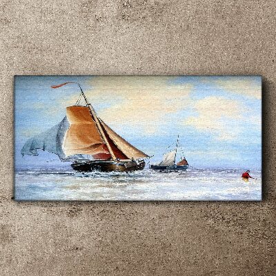 Sails on the waves Canvas wall art