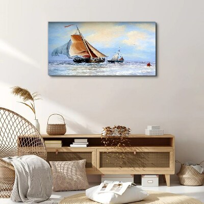 Sails on the waves Canvas wall art