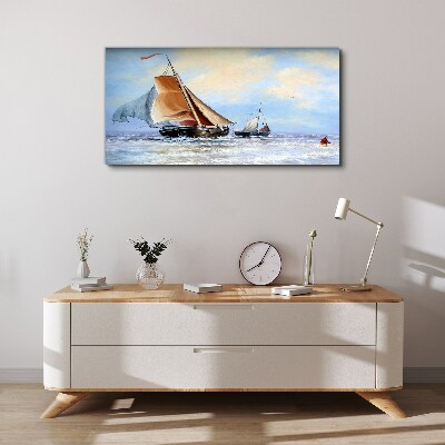 Sails on the waves Canvas wall art