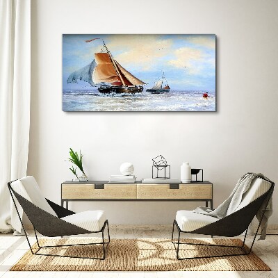 Sails on the waves Canvas wall art