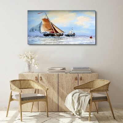 Sails on the waves Canvas wall art