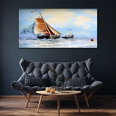 Sails on the waves Canvas wall art