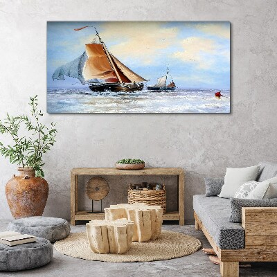 Sails on the waves Canvas wall art