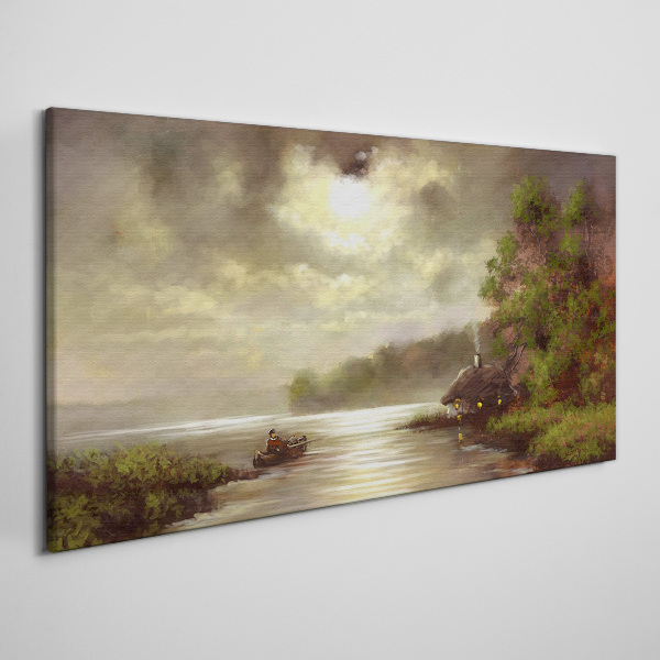 A peaceful landscape by the water Canvas wall art