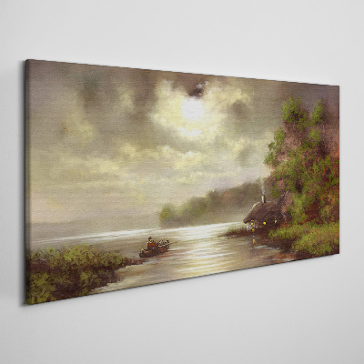 A peaceful landscape by the water Canvas wall art