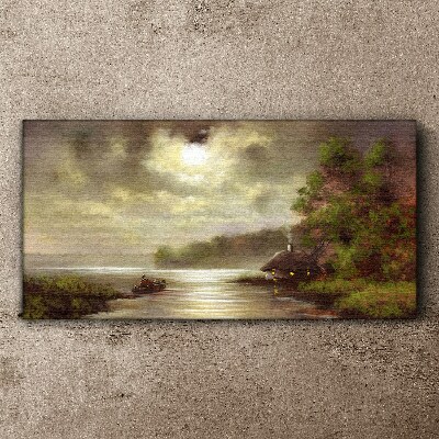 A peaceful landscape by the water Canvas wall art