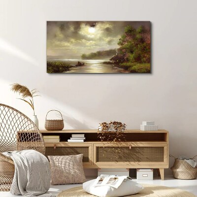 A peaceful landscape by the water Canvas wall art
