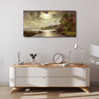 A peaceful landscape by the water Canvas wall art