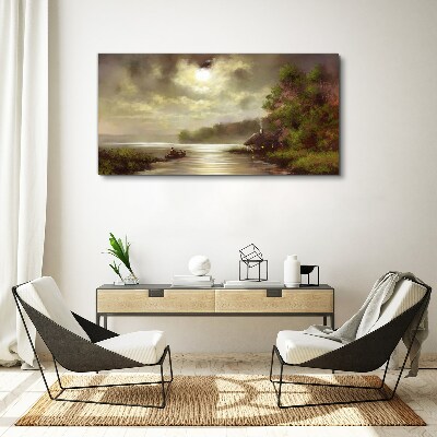 A peaceful landscape by the water Canvas wall art