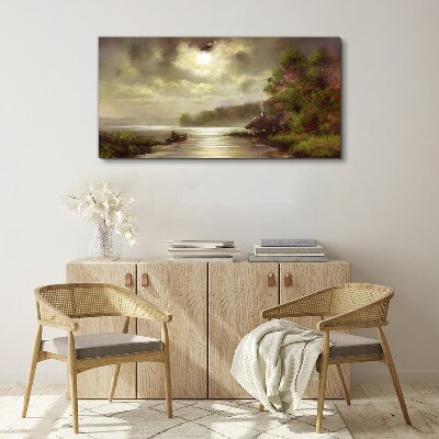 A peaceful landscape by the water Canvas wall art