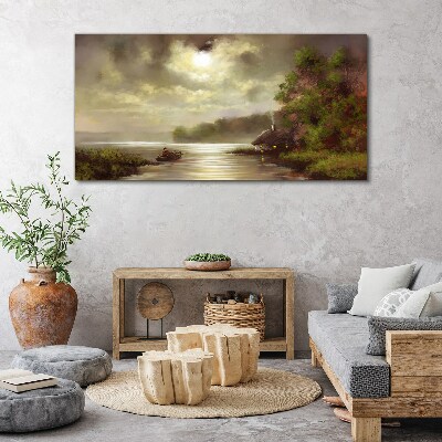 A peaceful landscape by the water Canvas wall art