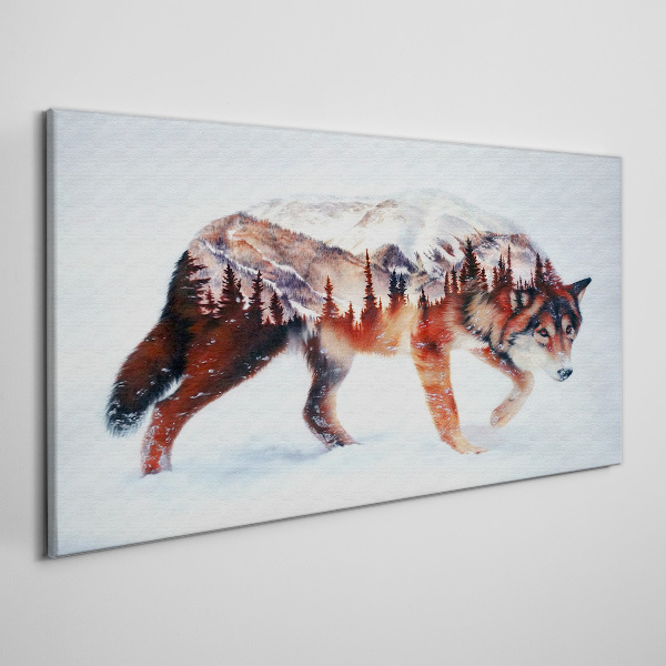 Wolf in a winter landscape Print on canvas
