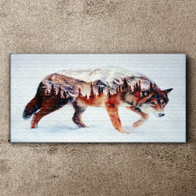 Wolf in a winter landscape Print on canvas
