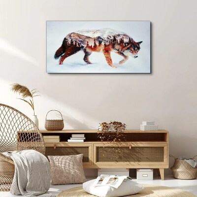 Wolf in a winter landscape Print on canvas