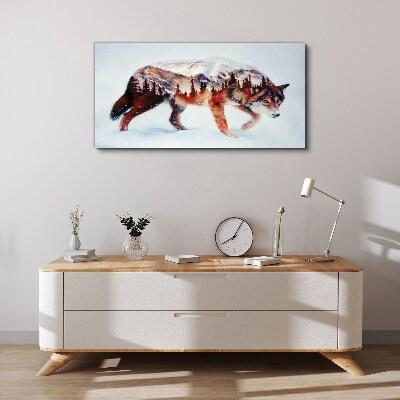 Wolf in a winter landscape Print on canvas