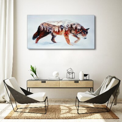 Wolf in a winter landscape Print on canvas
