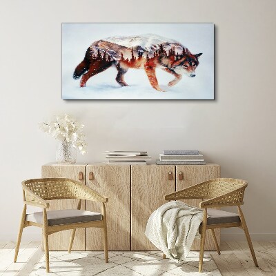 Wolf in a winter landscape Print on canvas