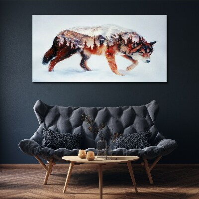 Wolf in a winter landscape Print on canvas