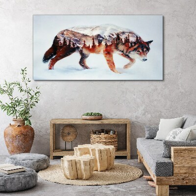 Wolf in a winter landscape Print on canvas