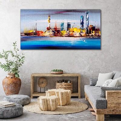 Modern cityscape panorama Canvas wall art