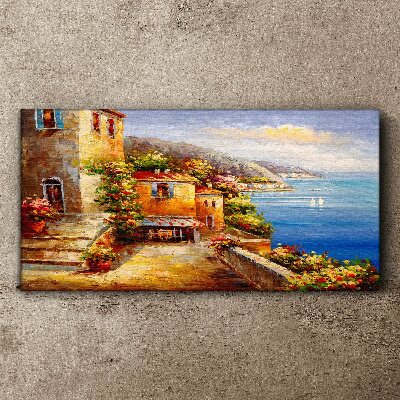 Seaside village in the sun Print on canvas