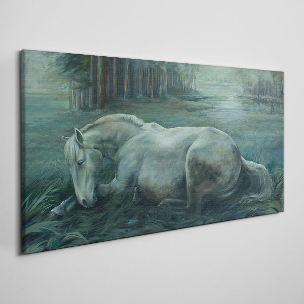 A calm horse in a forest landscape Canvas wall art