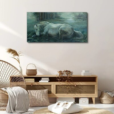 A calm horse in a forest landscape Canvas wall art
