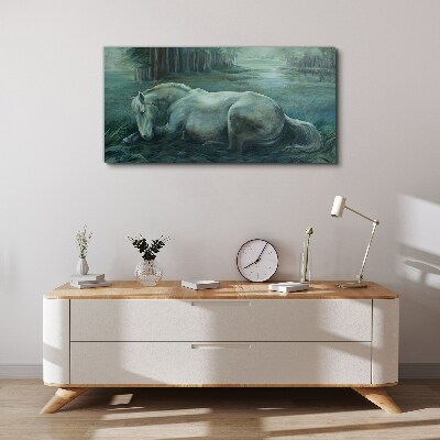 A calm horse in a forest landscape Canvas wall art