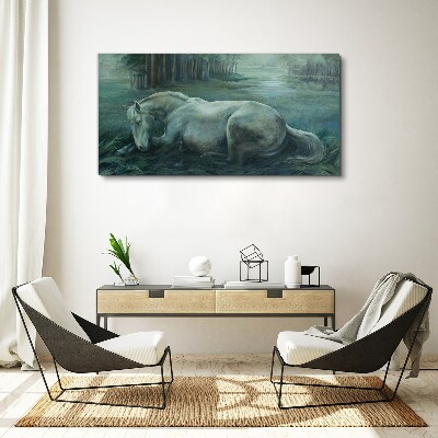 A calm horse in a forest landscape Canvas wall art