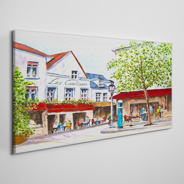 A cafe alley in the town Canvas wall art