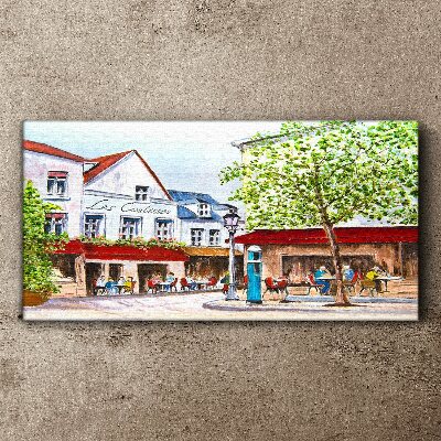 A cafe alley in the town Canvas wall art