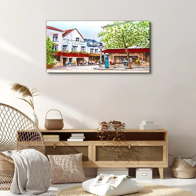 A cafe alley in the town Canvas wall art