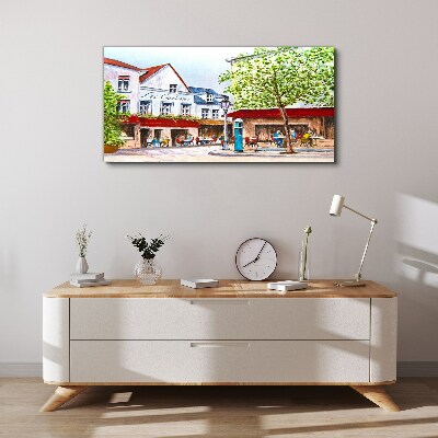 A cafe alley in the town Canvas wall art