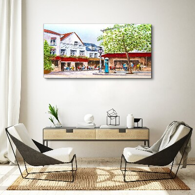 A cafe alley in the town Canvas wall art